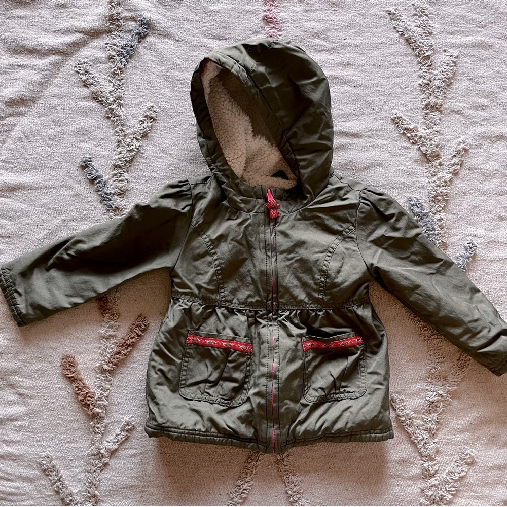 Cat & Jack Cozy Sherpa Lined Hoodie Jacket full zip toddler girls size 4T boho